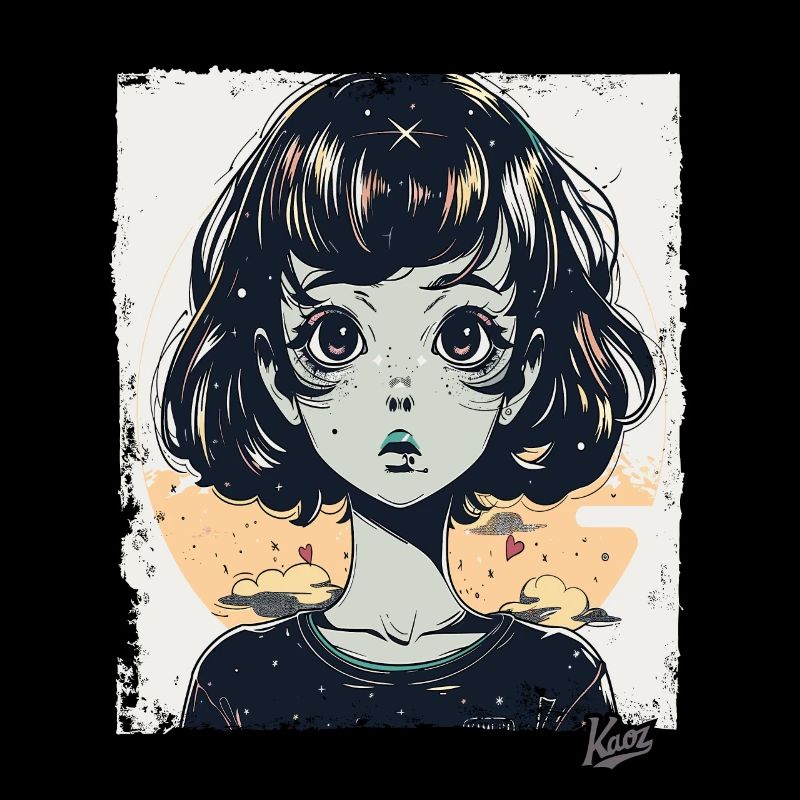 Das Cartoon Mädchen mit Visionen