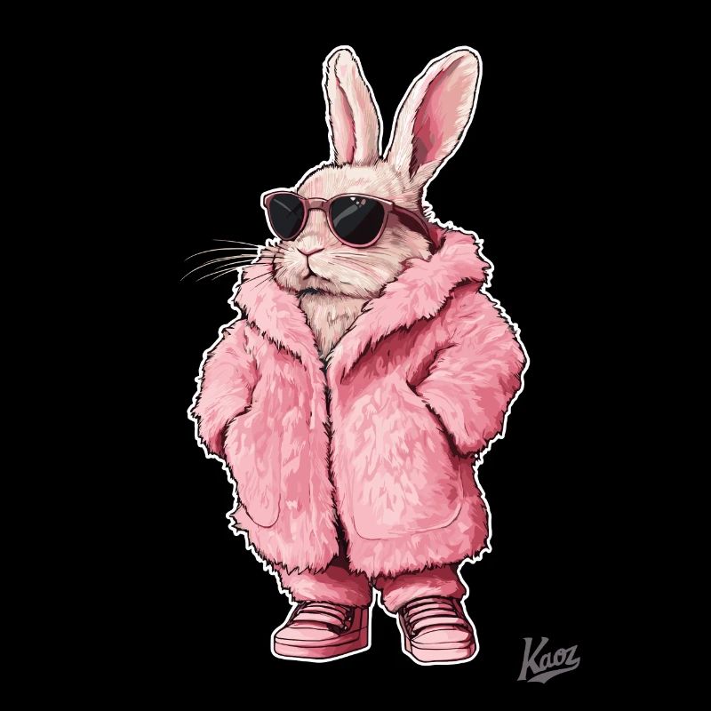 Super cool pink fur coat with bunny in it