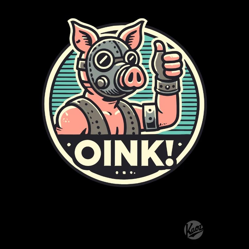 Cochon avec masque : pouce levé et « Oink »