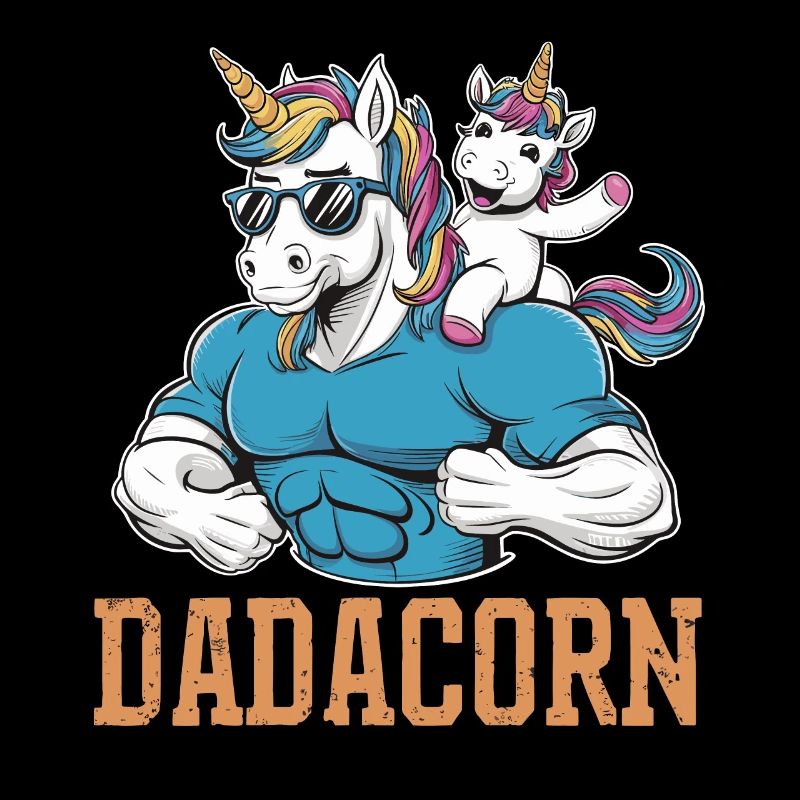 Starker Dadacorn Mit Muskeln Und Einhorn