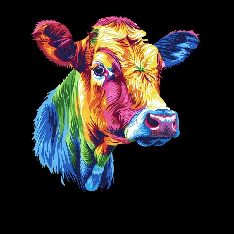 Vache colorée arc-en-ciel oeuvre