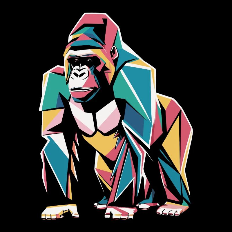 Colorful Geometric Gorilla Art Print