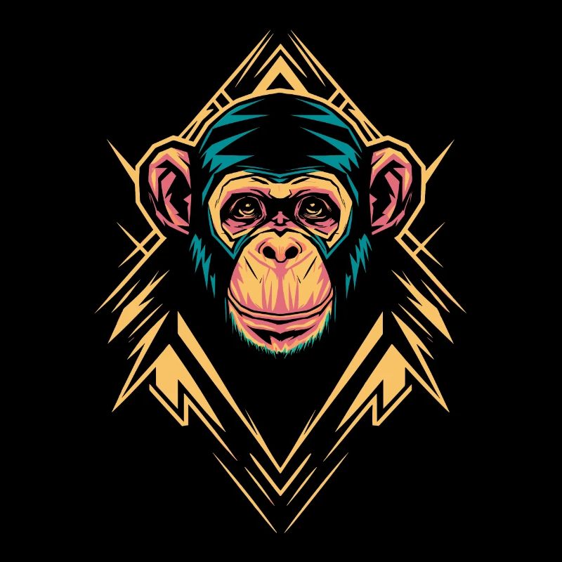 Tête de singe aux formes géométriques