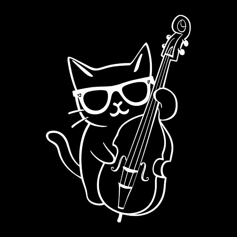 Cat with sunglasses plays double bass