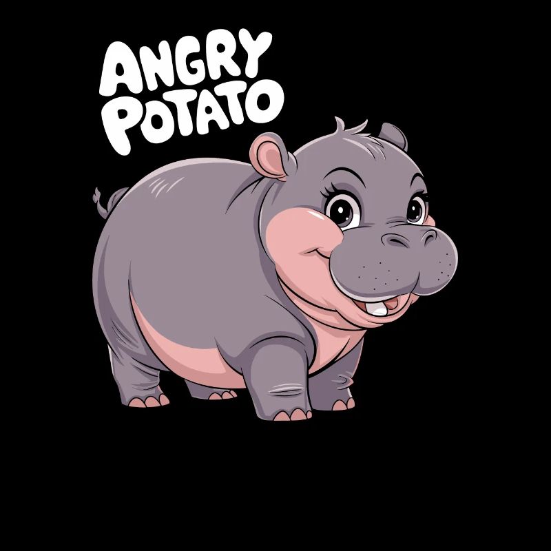 Moo Deng Angry Potato Nilpferd Illustration