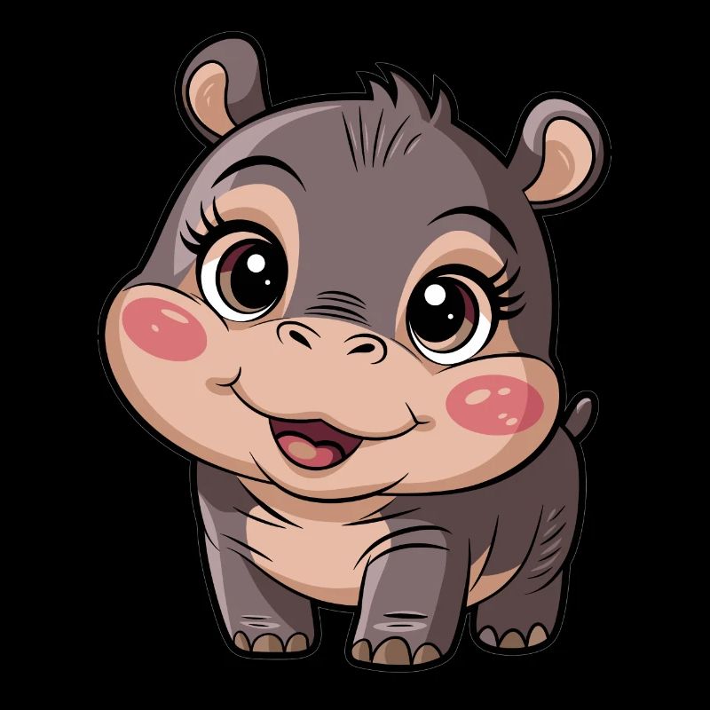 Mignon Moo Deng Hippo avec de grands yeux