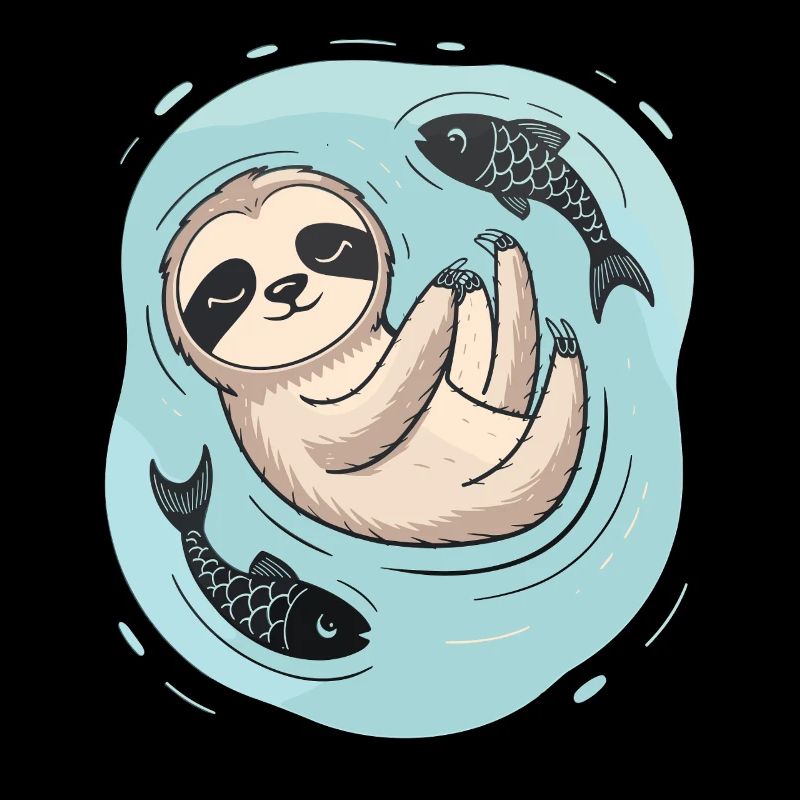 Dreaming Pisces-Zodiac Sloth with Fish