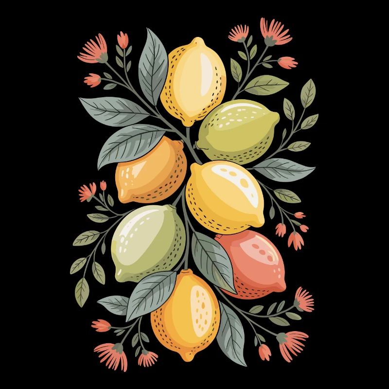 Lemons and Flowers Floral Artwork