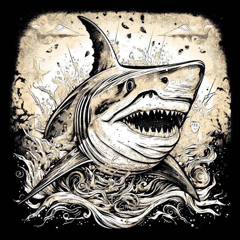 Requin rétro cool juste sauter hors de l’eau