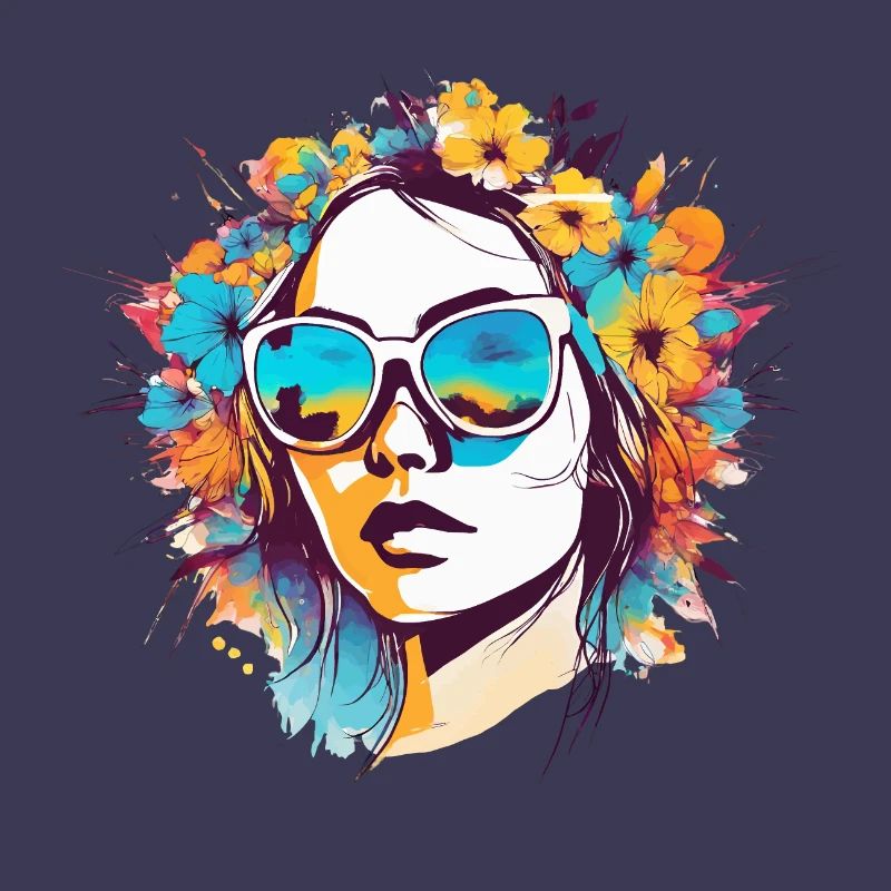 Femme fleur colorée