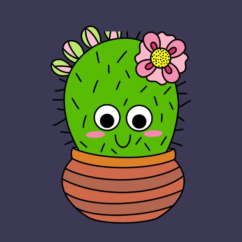 Cactus Chunky Avec Fleur Rose Et Bourgeons