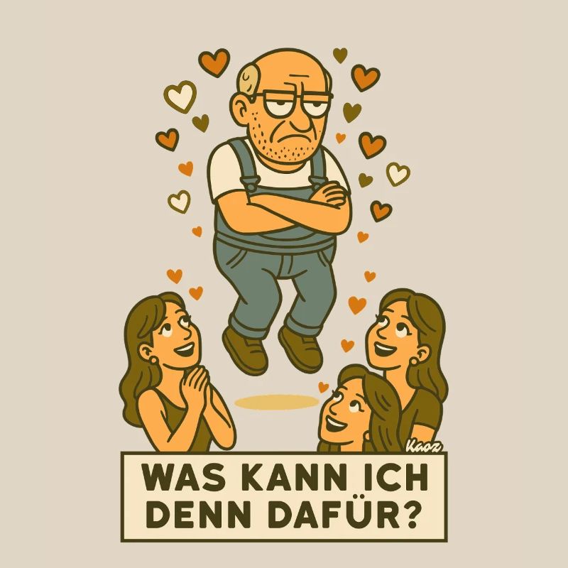 Grantiger Mann wird verehrt schwebt mit Herzchen