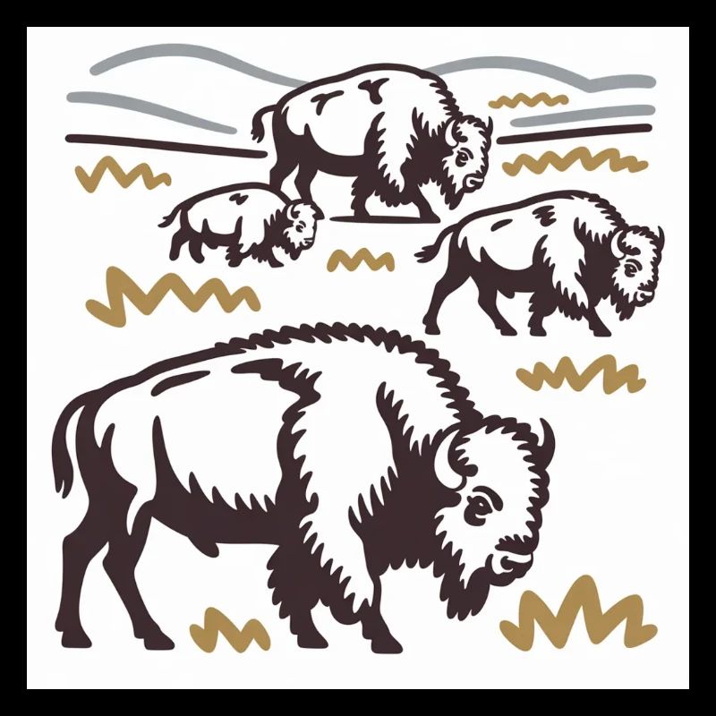 Bisonherde auf der Steppe