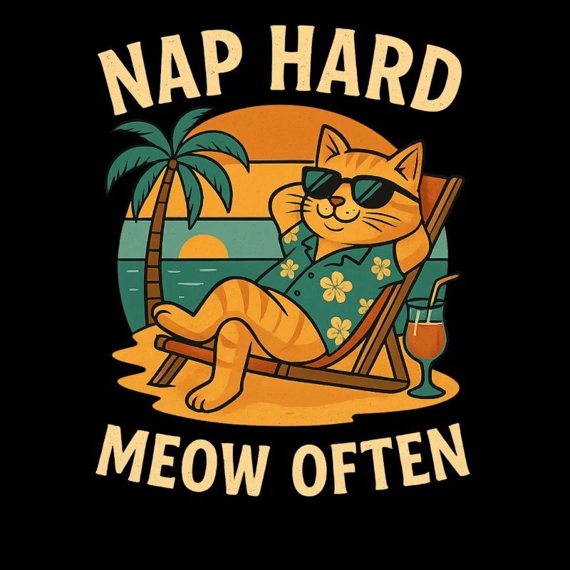 Chat fait une sieste de plage difficile souvent
