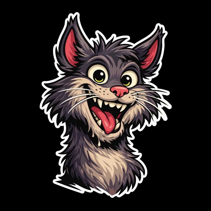 Fröhliches Bild einer lächelnden Cartoon-Katze