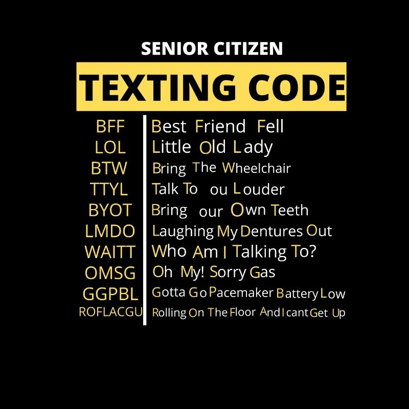 Drôle de code textuel pour personnes âgées Conception de code grand-père