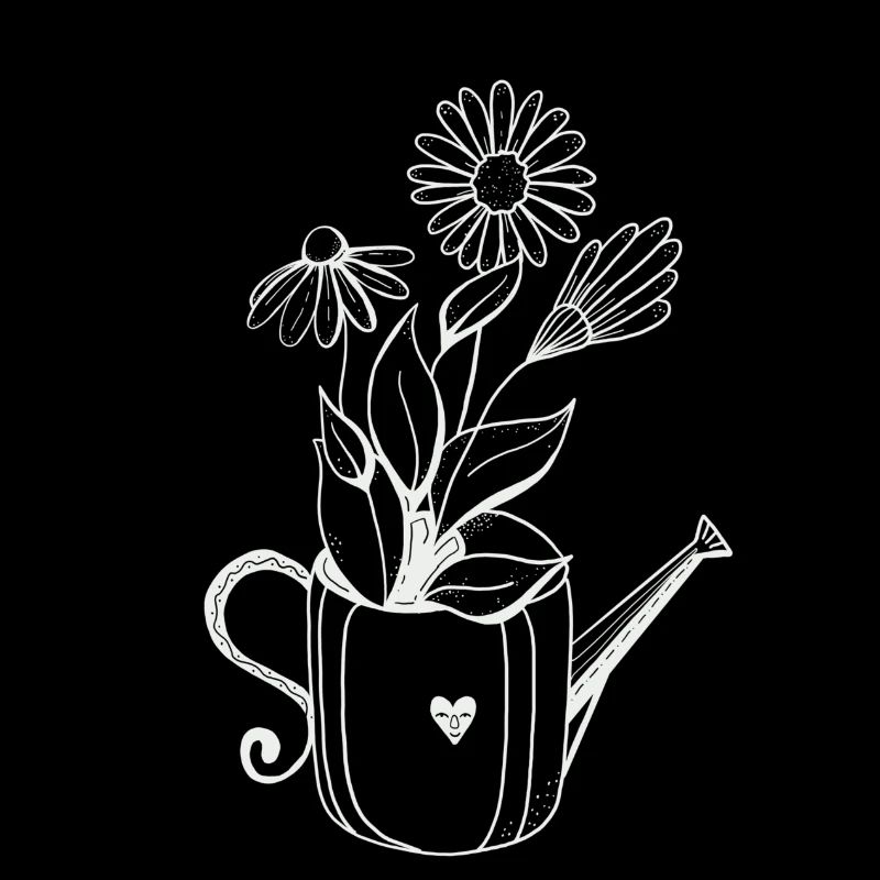 Arrosoir avec fleurs