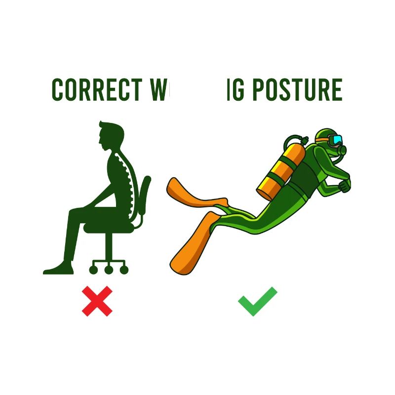 Proper working posture diver office diving