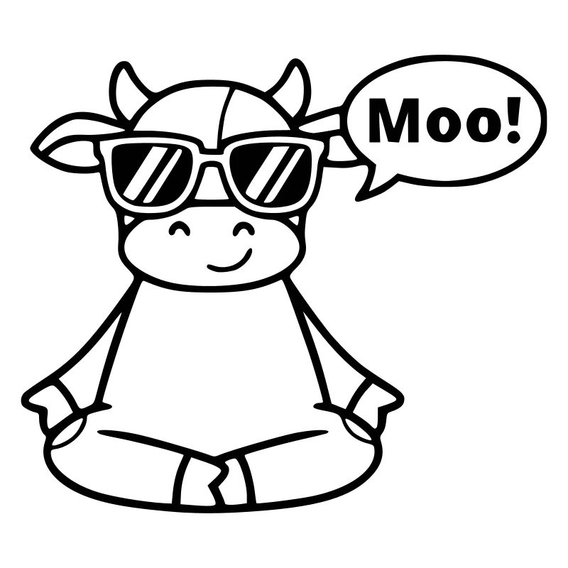 Yoga Cow Meditation Moo Comic Vector