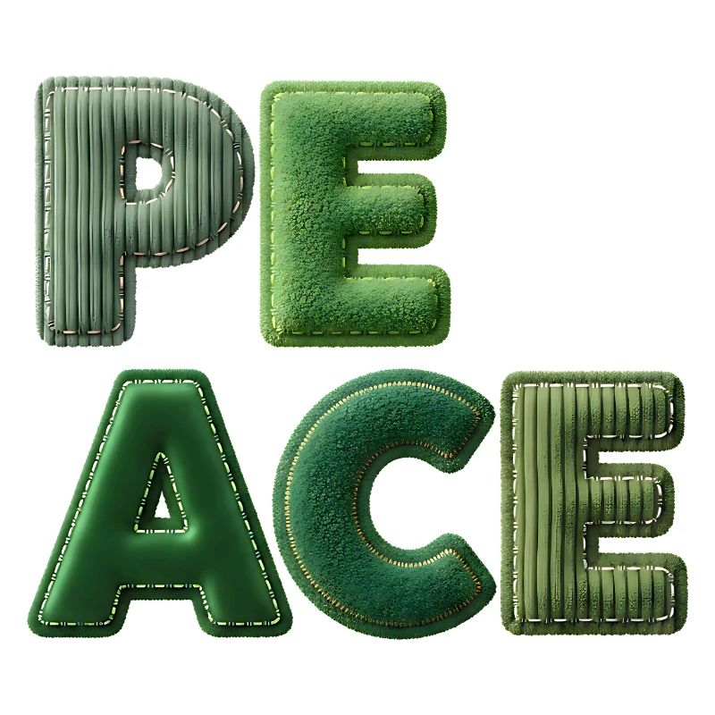 Lettrage nature vert patchwork de paix