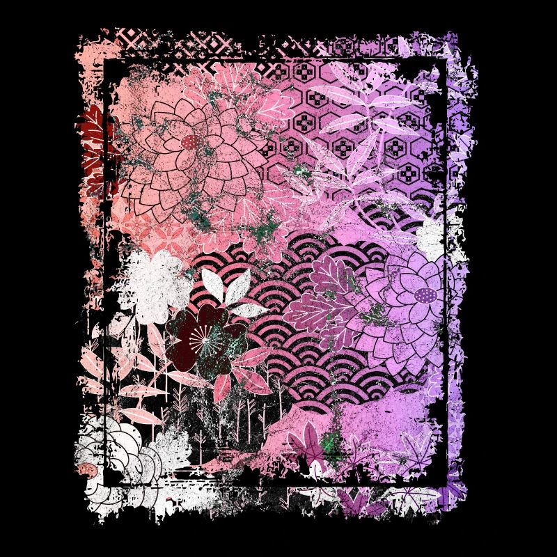 Japanese Floral Pattern Chrysanthemum Cherry
