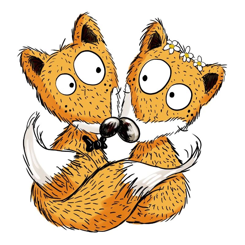 Fuchs Hochzeit - Brautpaar - Comic - Partnerschaft