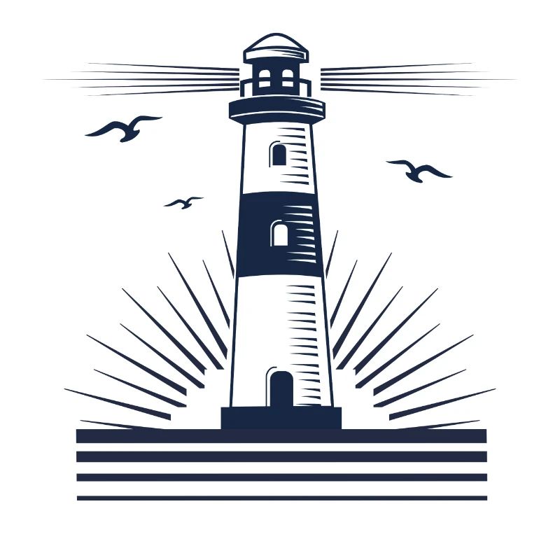 Leuchtturm mit Möwen