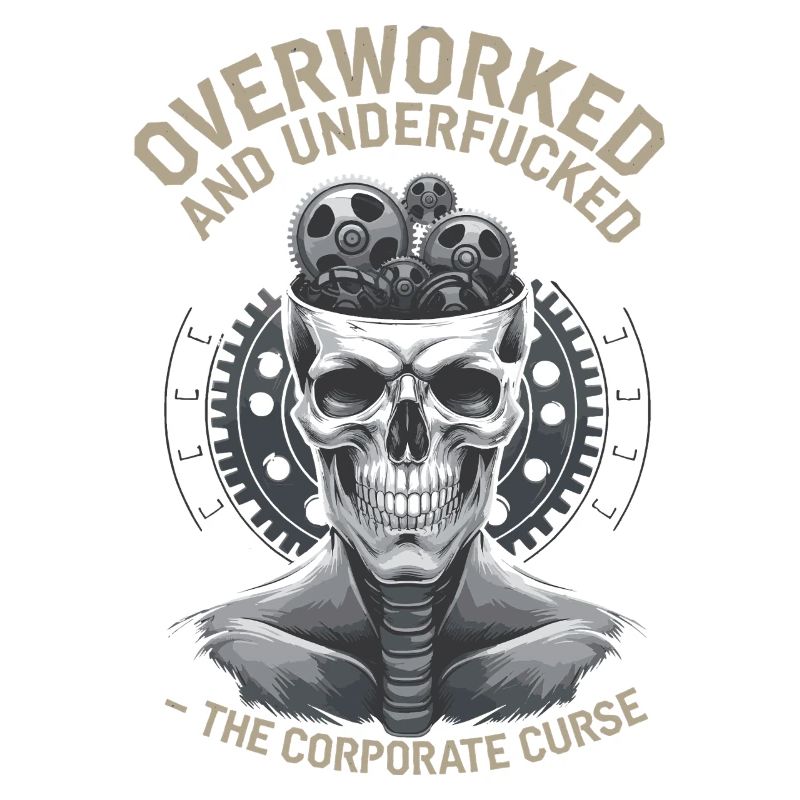 Overworked & Undervalued - Corporate Skull Design