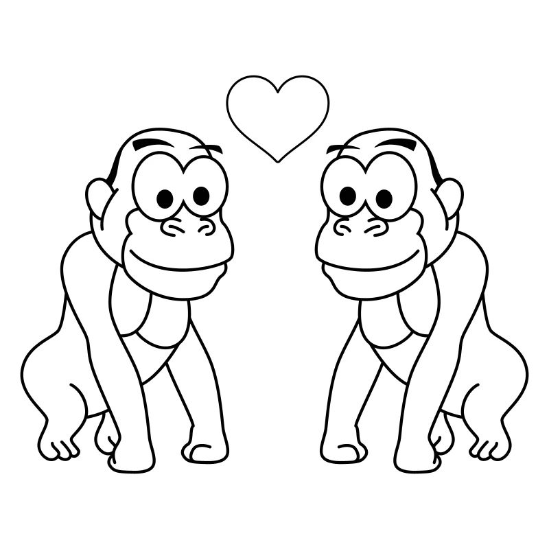 Gorilla Comic Couple Amour