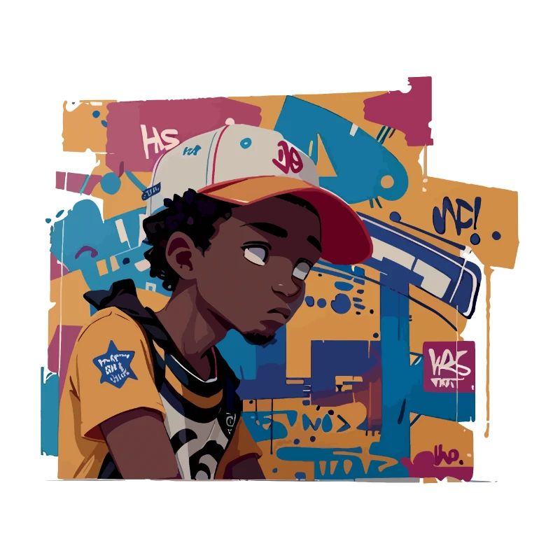 Black Kid devant Graffiti Background