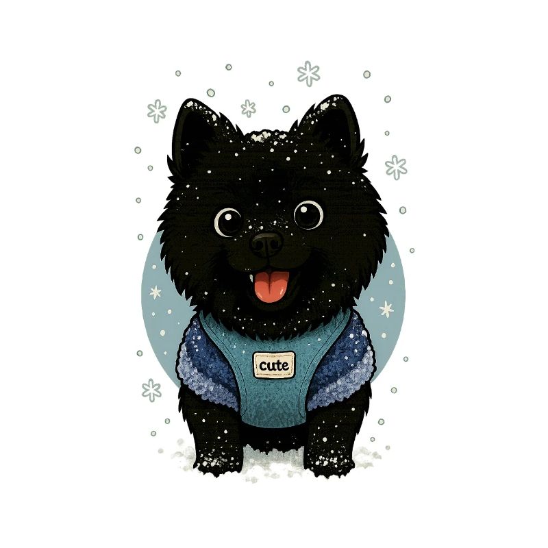 Dessin animé Spitz mignon avec de la neige