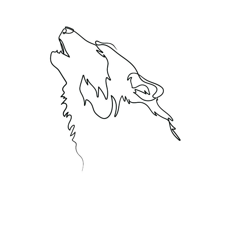 One Line Drawing Wolf Single Art