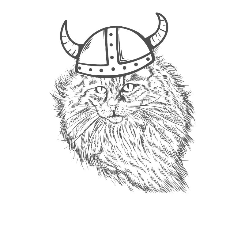 Norwegian Forest Cat mit Wikinger Helm