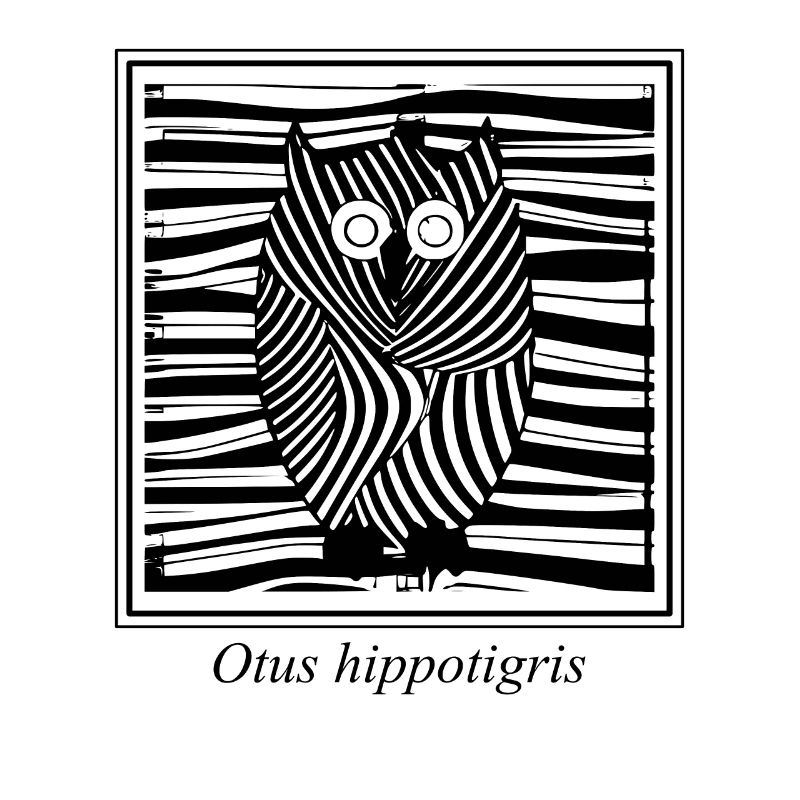 Eule oder Uhu im afrikanischen Zebra-Design