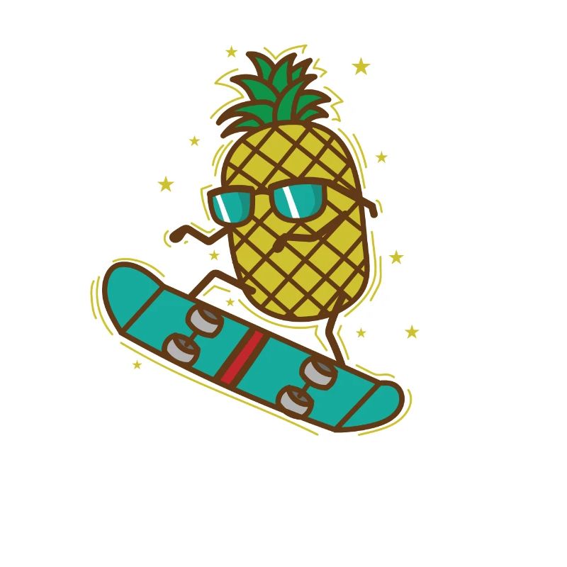 Pineapple riding sweet fruit with skateboard