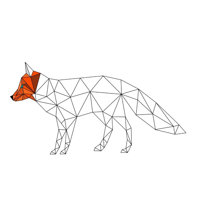 Fox 3D tête géométrique basse poly coloré