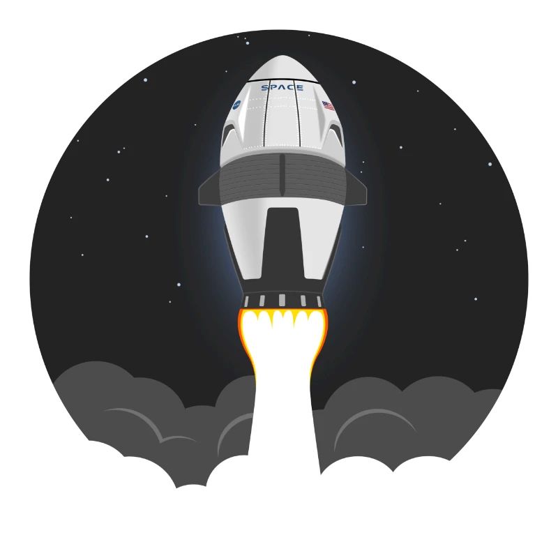 Space shuttle rocket flies into space