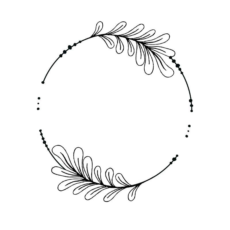 Cadre circulaire noir avec feuilles