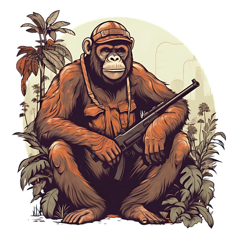 Armed monkey for rainforest protection