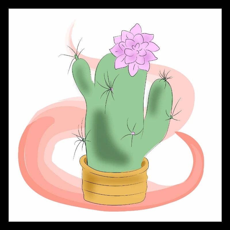 Pot de cactus avec fleur rose