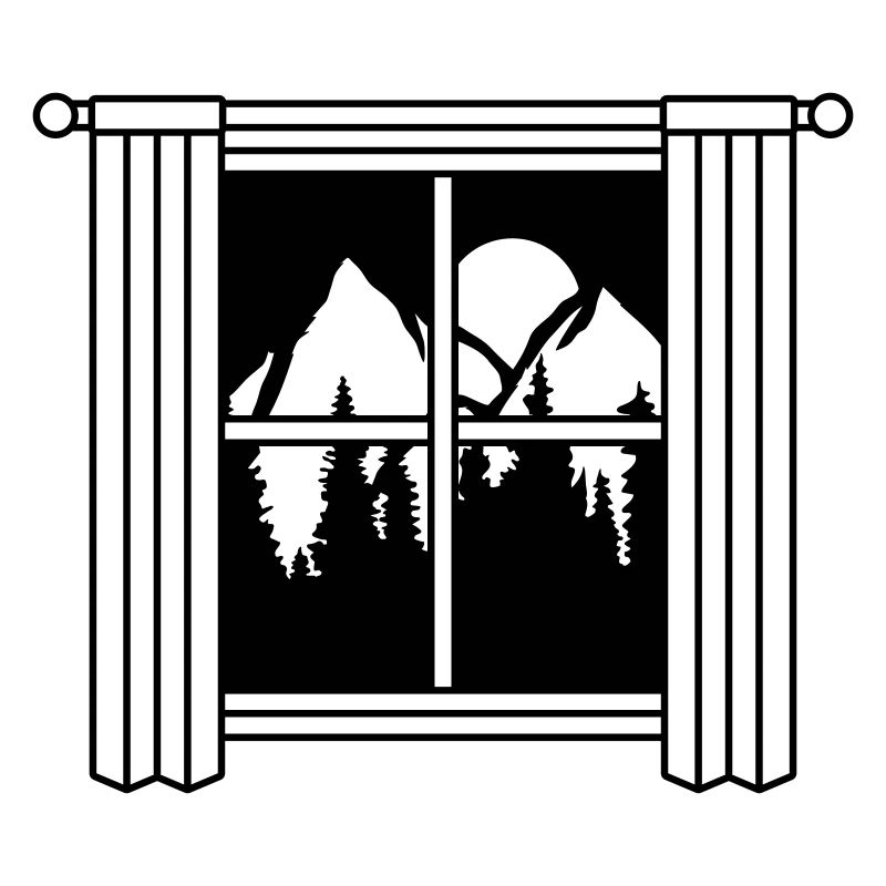 Curtain Moon Mountains Window