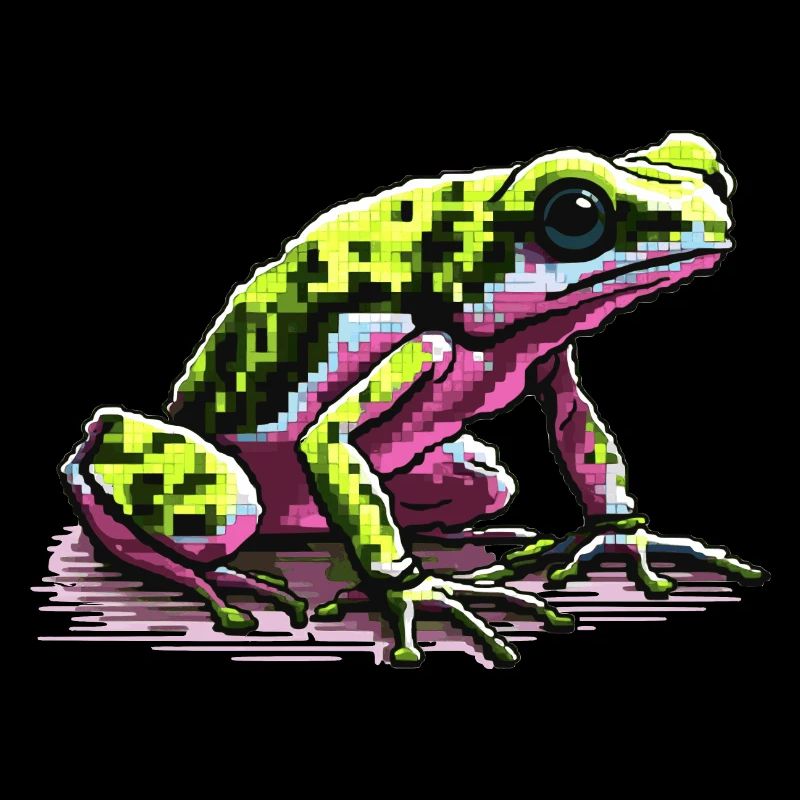 Grenouille à fléchettes empoisonnées dans des graphismes de pixels rétro colorés