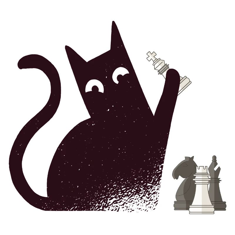 Le chat aux échecs jouer avec des pièces d’échecs