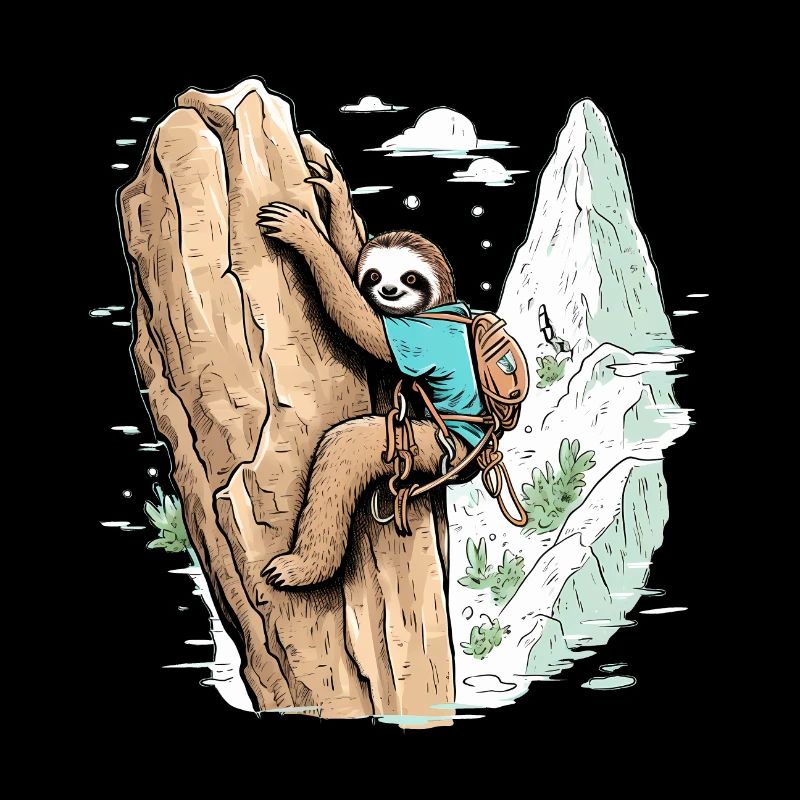 Cute cute climbing sloth with backpack