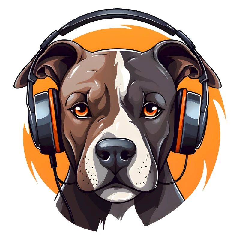 Pitbull mit Kopfhörern Cool