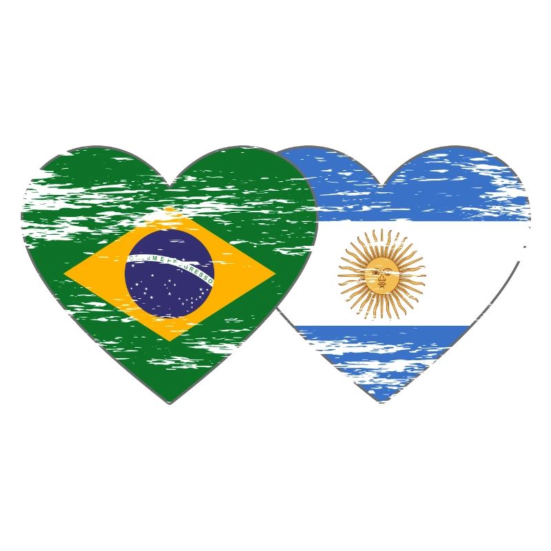 Brésil Argentine Drapeau Coeur Utilisé