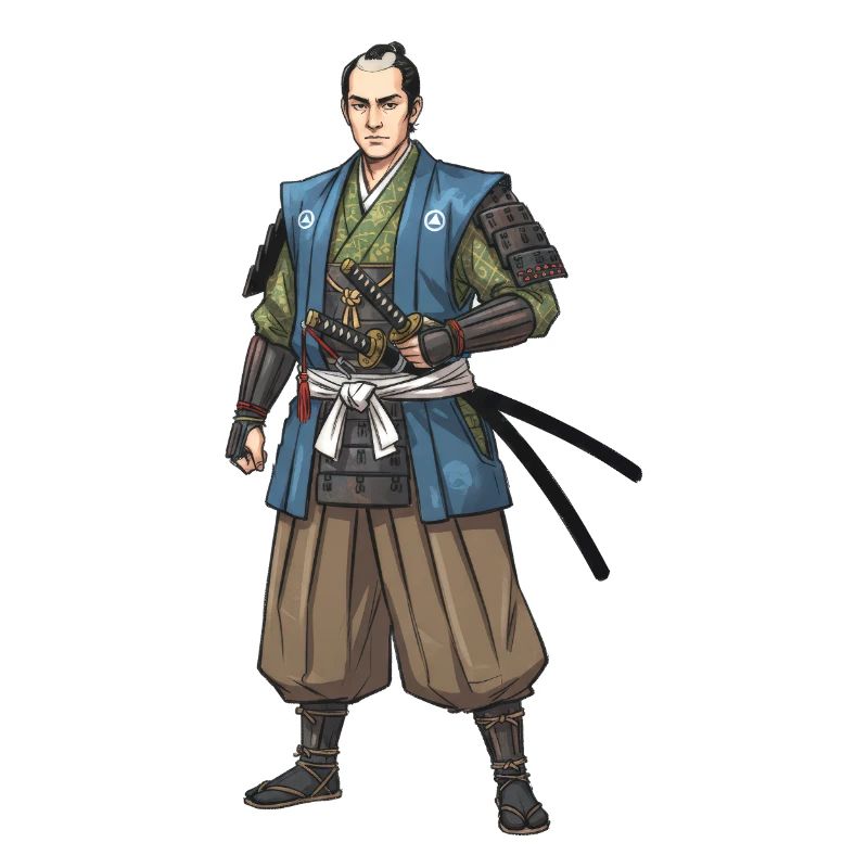 Edo Samurai in blauer Jacke