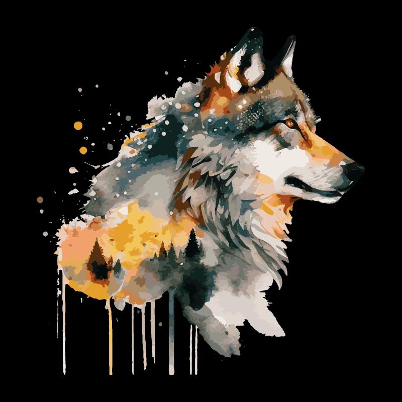 Wolf Aquarelle Art Head Wolf’s Head Nature Wilderness