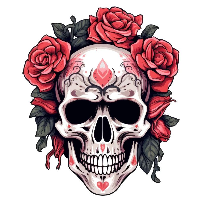 Gothic Skull and Roses Art
