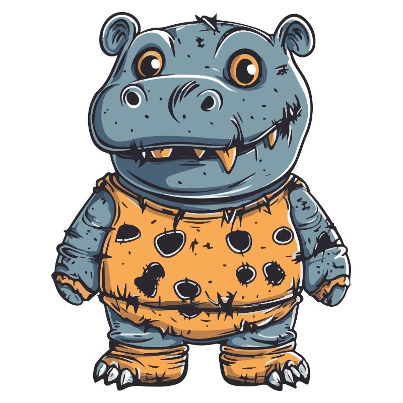 Nilpferd Halloween Comic Lustig